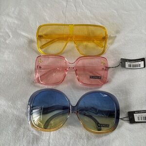 Trendy Sunglasses Trio in Yellow, Pink, and Blue